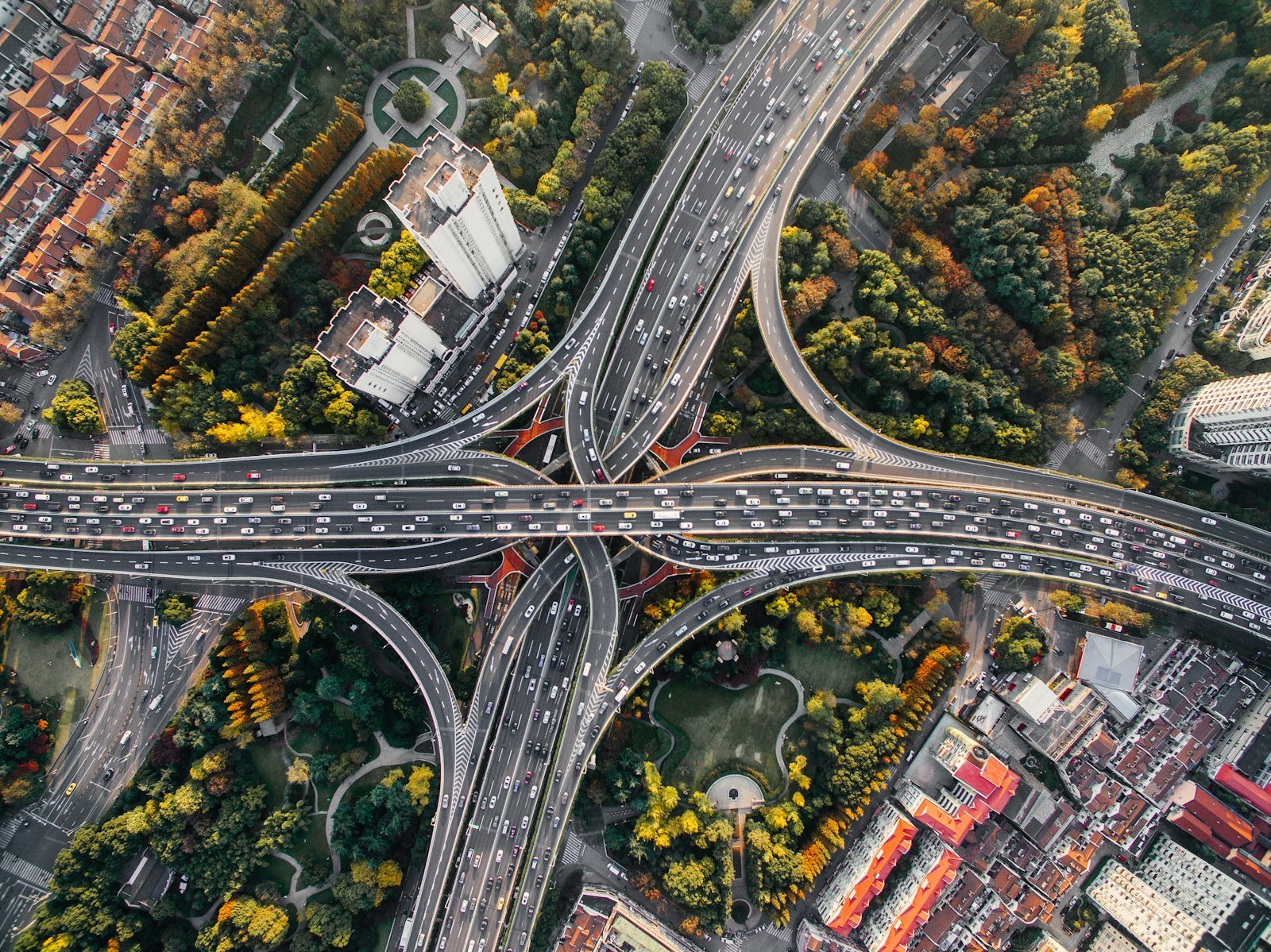 Aerial view style image of Northern Virginia suburbs near I-95
