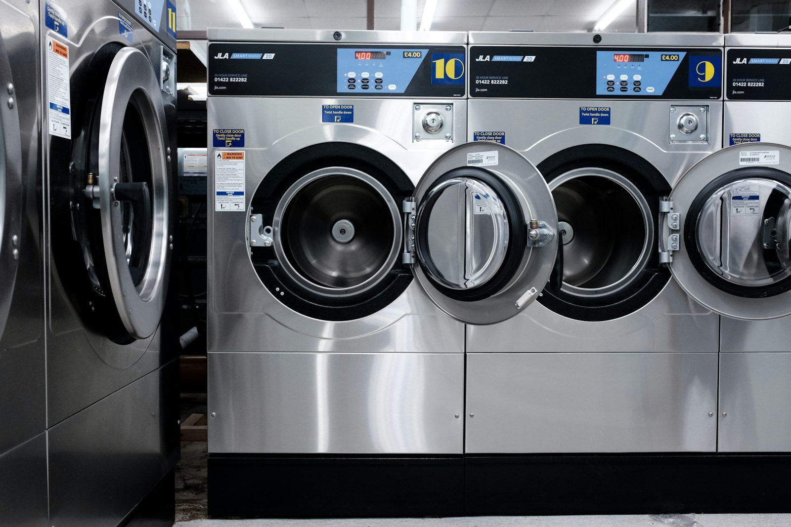 Close-up of washer control panel showing modern cycle options